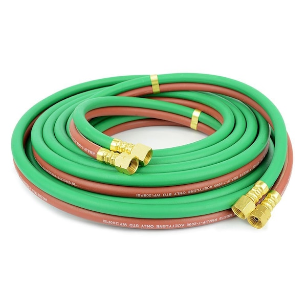 Interstate Pneumatics 1/4 in. x 50 Ft. Grade T, Twin Gas Welding Hose 200PSI W.P HW44-050T - main